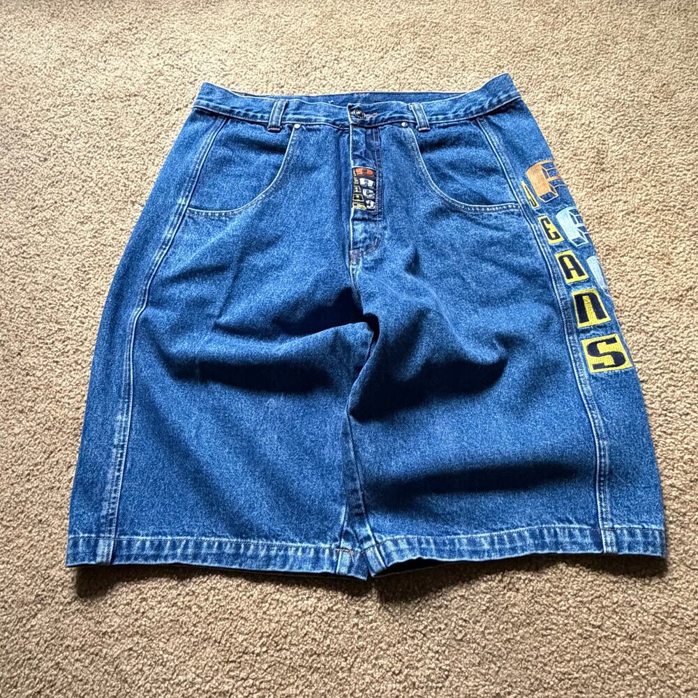 Vintage Y2K Paco Skater Denim Shorts Mens 34 Blue Baggy Big Logo Hip Hip Jorts